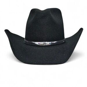 Western Express Inc Vintage Wool Boho Silver Band Lined Black Cowboy Hat
